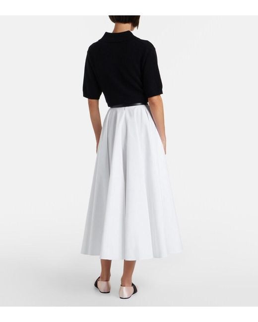 Falda Midi De Algodon Givenchy de color White