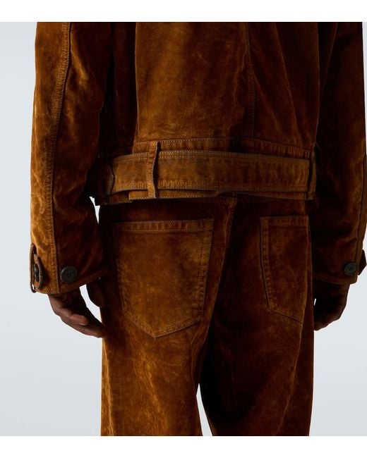 Dries Van Noten Brown Vassel Belted Cotton Biker Jacket for men
