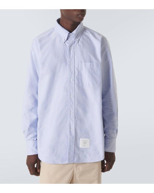Thom Browne Blue Cotton Oxford Shirt for men