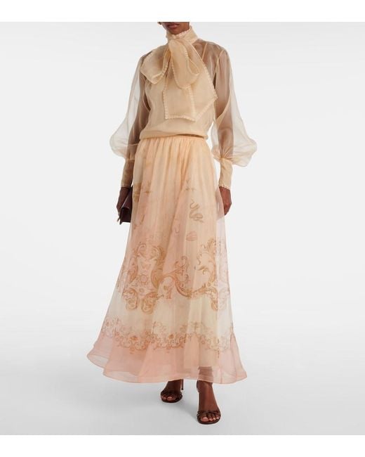 Zimmermann Natural Hypnotic Silk Organza Maxi Skirt
