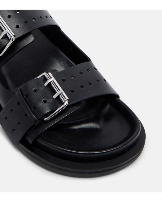 A.Emery Black Leon Leather Slides
