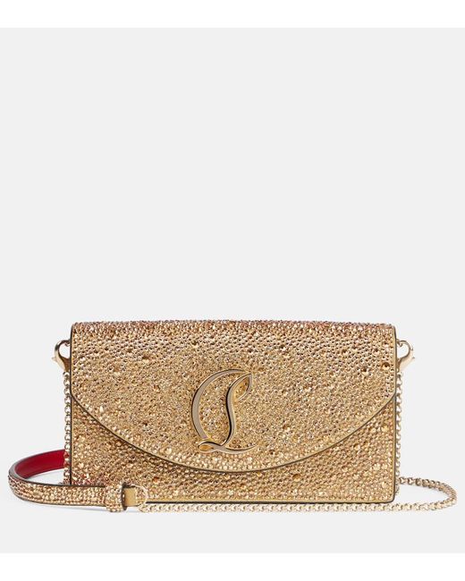 Christian Louboutin Metallic Clutch Loubi54 Small Aus Leder Mit Kristallen