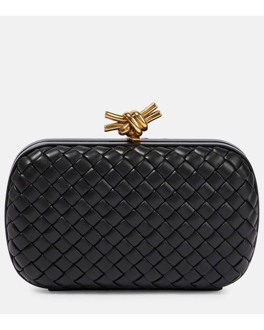 Bottega Veneta Black Knot Intrecciato-woven Leather Clutch Bag