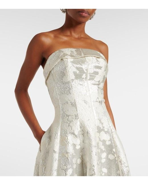 Jonathan Simkhai White Octavia Lame Jacquard Corset Gown