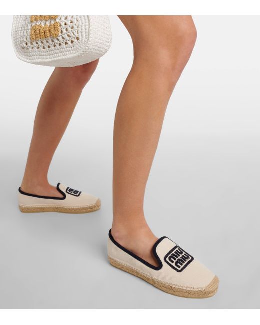 Miu Miu Multicolor Ivory Canvas Espadrilles