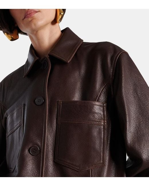 Nour Hammour Brown Leather Jacket
