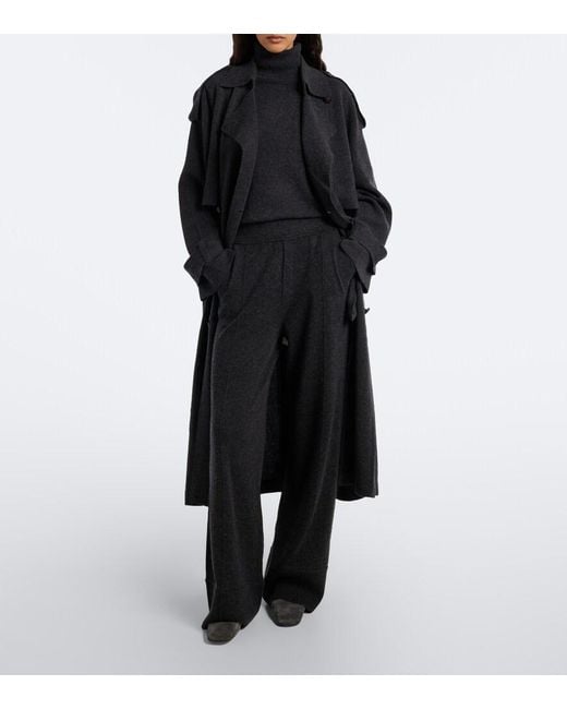 Jardin Des Orangers Black Wool And Cashmere Wide-Leg Pants