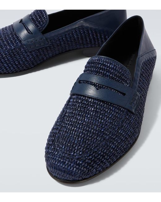 Mocasines Penny Padstow De Rafia Y Piel Manolo Blahnik de hombre de color Blue