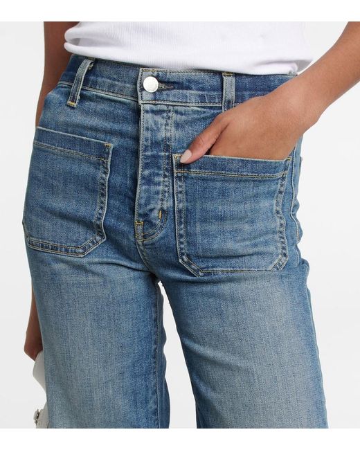 Nili Lotan Blue Florence High-Rise Flared Jeans