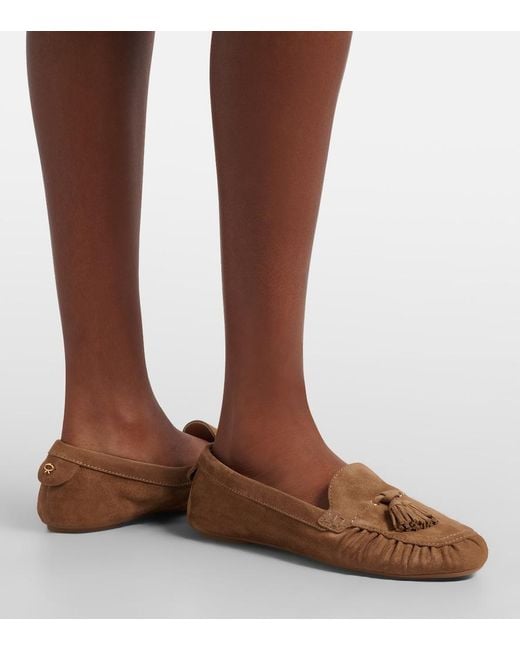 Gianvito Rossi Brown Thea Tasseled Suede Loafers
