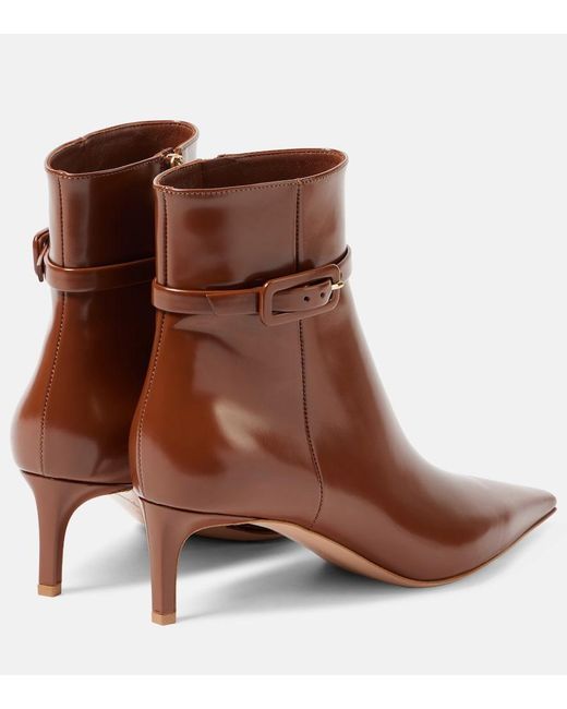 Gianvito Rossi Brown Patent Leather Ankle Boots