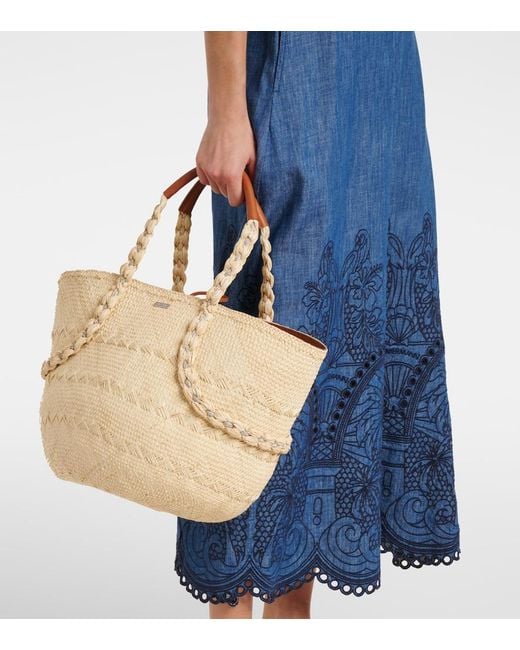 Aquazzura Natural Isla Raffia Tote Bag