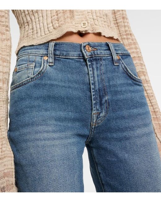 7 For All Mankind Blue Straight Jeans Elite
