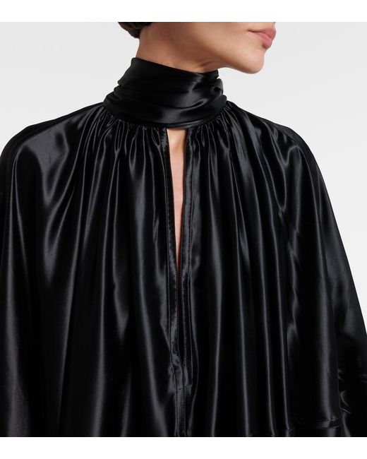 Ferragamo Black Satin Midi Dress