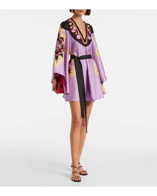 LaDoubleJ Purple Minikleid Magnifico Placee Aus Seiden-Twill