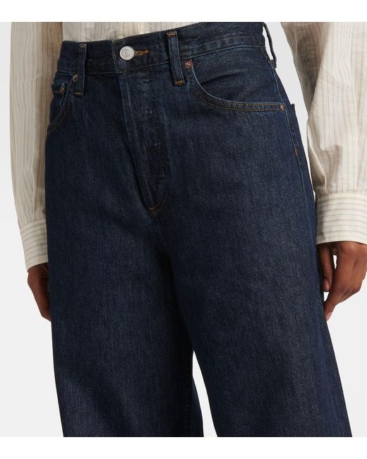 Agolde Blue High-Rise Wide-Leg Jeans Ren