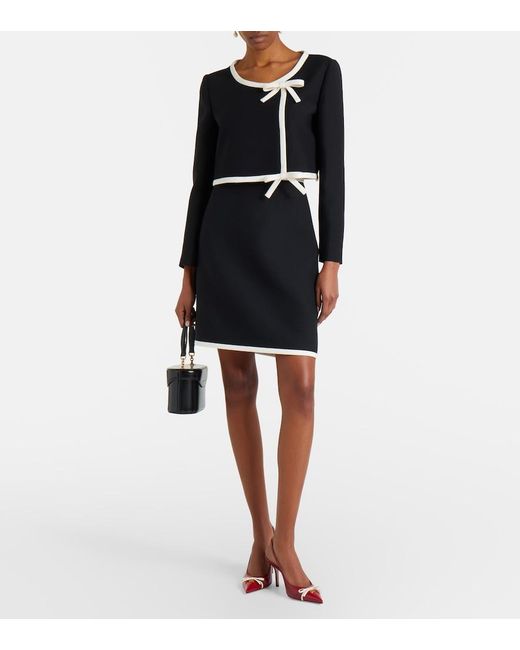 Valentino Black Crepe Couture Bow-Detail Cropped Jacket