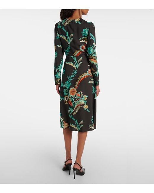 Etro Black Floral Midi Dress