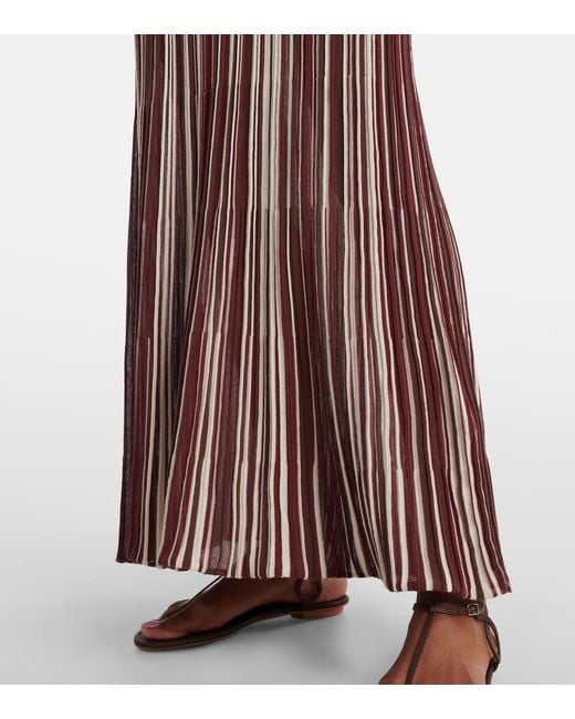 Faithfull The Brand Purple Cecile Striped Cotton-Blend Maxi Dress