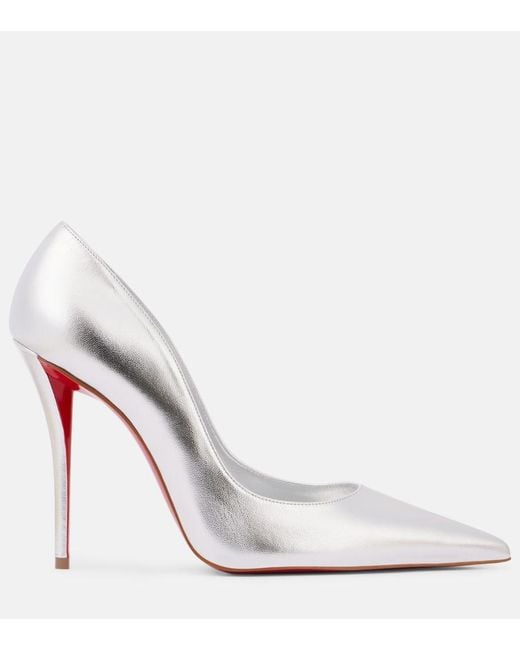 Christian Louboutin White Miss Z 100 Metallic Leather Pumps