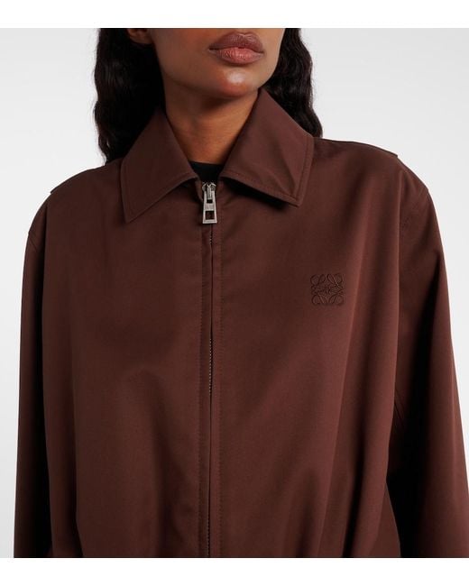 Chaqueta De Sarga De Algodon Y Seda Con Cinturon Loewe de color Brown