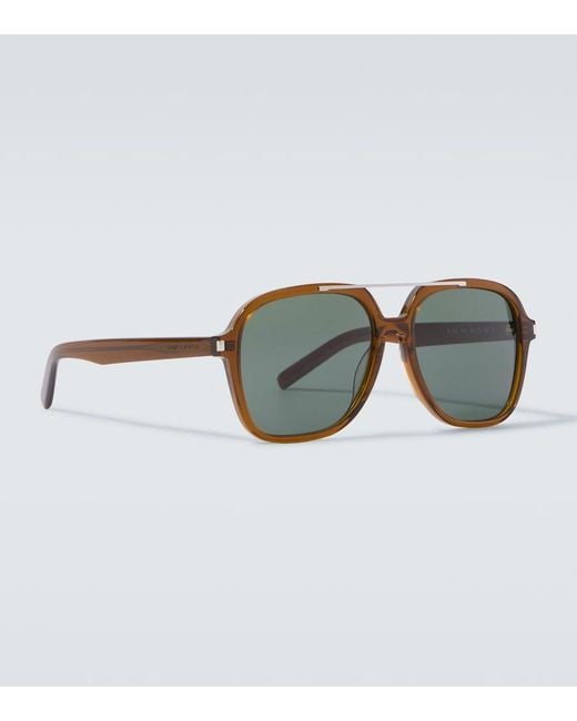 Saint Laurent Brown Sl 545 Aviator Sunglasses for men