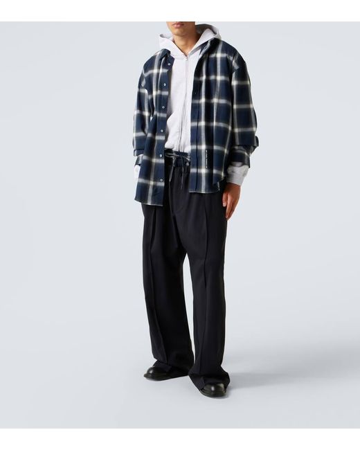 Acne Blue Checked Cotton Shirt for men
