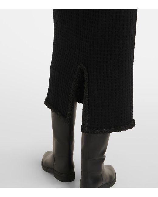 Jardin Des Orangers Black Distressed Wool And Cashmere Pencil Skirt