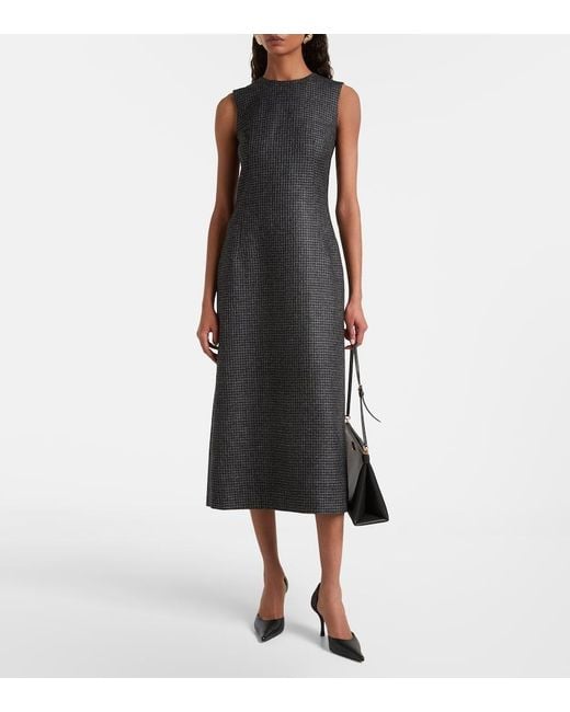 Emilia Wickstead Black Hartley Houndstooth Wool-Blend Midi Dress