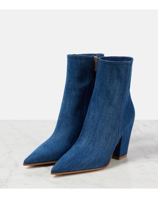 Gianvito Rossi Blue Keinna 85 Denim Ankle Boots