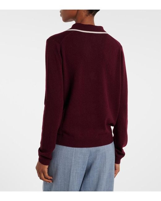 Jardin Des Orangers Red Wool And Cashmere Polo Sweater