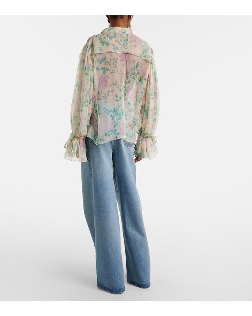 Blusa Abullonada Seda Chloé de color Multicolor