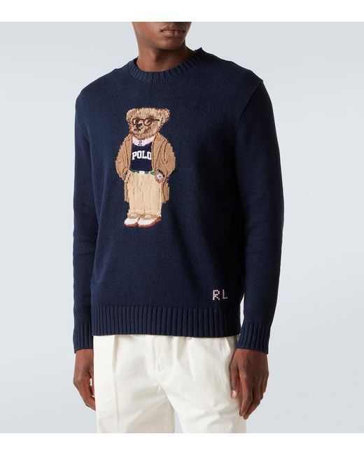 Polo Ralph Lauren Pullover Polo Bear Aus Leinen Und Baumwolle in Blue für Herren