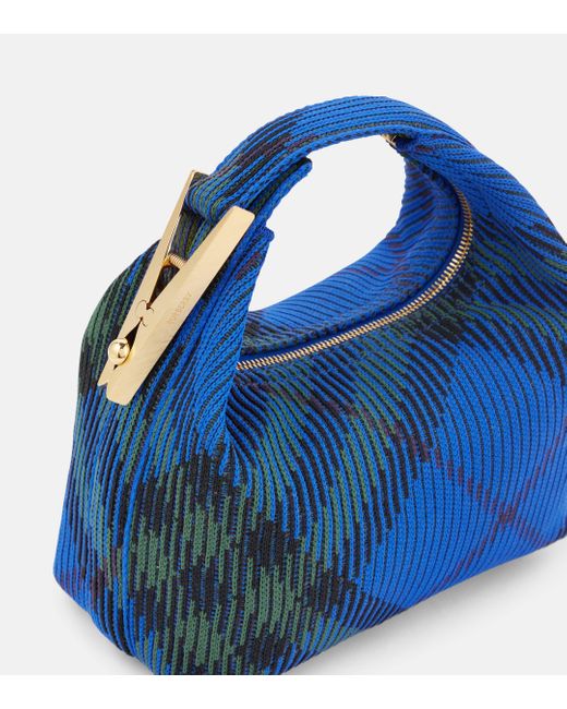Burberry Blue Small Jacquard Tote Bag