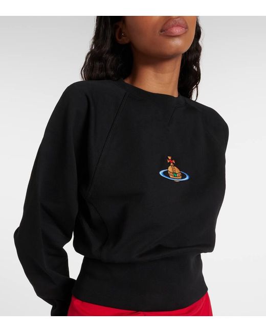 Vivienne Westwood Black Logo Cropped Cotton Sweatshirt