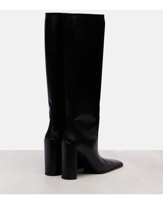Alaïa Black Square Leather Knee-High Boots