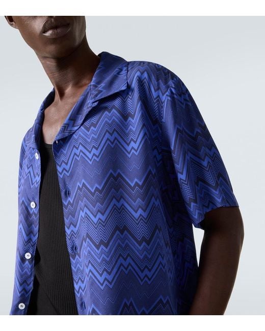 Missoni Blue Zigzag Bowling Shirt for men