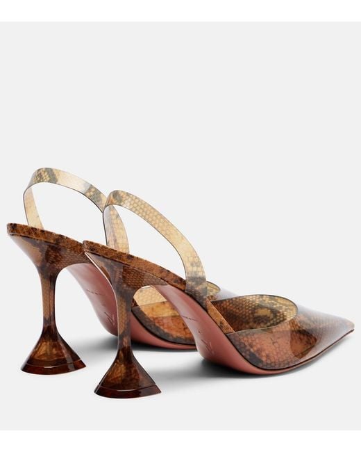 AMINA MUADDI Brown Holli Snake-Print Pvc Slingback Pumps