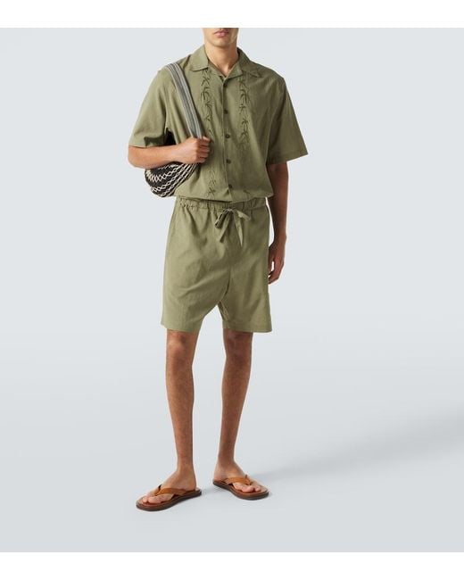 Commas Green Mid-Rise Shorts for men