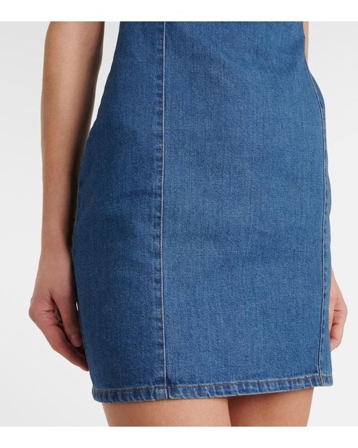 Coperni Blue Floral-Applique Cutout Denim Minidress