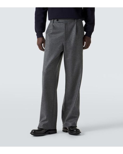 Jil Sander Gray Wool Wide-Leg Pants for men