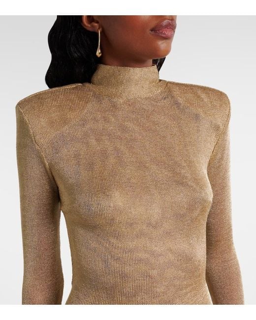 The New Arrivals Ilkyaz Ozel Natural Donyale Knitted Lame Gown