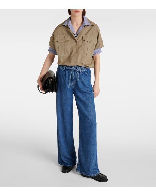 FRAME Blue High-Rise Wide-Leg Jeans
