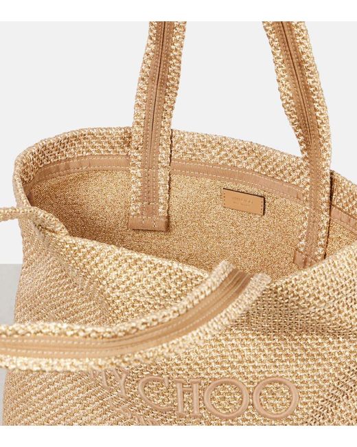 Jimmy Choo Natural Beach Medium Embroidered Tote Bag