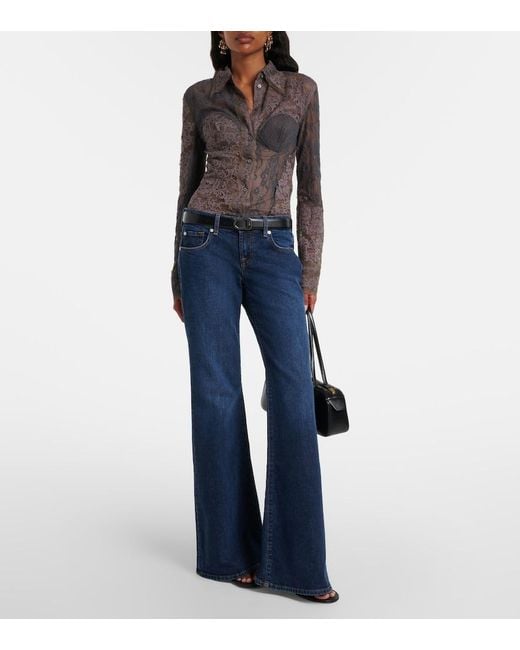 7 For All Mankind Blue Low-Rise Flared Jeans