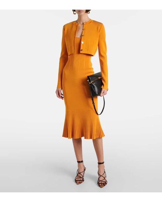 Galvan Yellow Atalanta Knitted Midi Dress