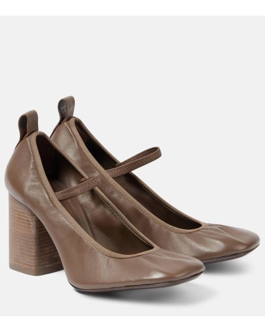 Lemaire Brown Nappa Leather Mary Jane Pumps