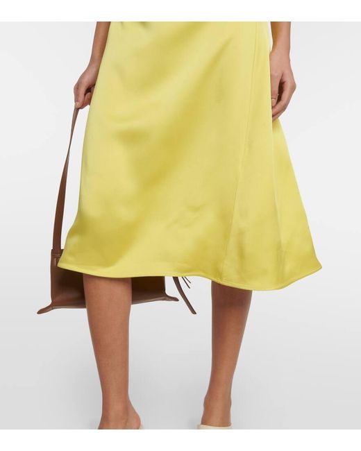 Jil Sander Yellow Gathered Midi Dress
