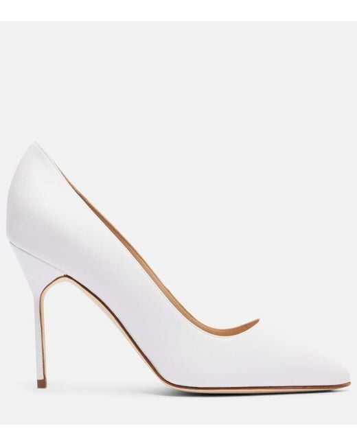 Manolo Blahnik White Bb 90 Leather Pumps