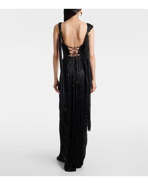 Maria Lucia Hohan Black Anais Open-Back Silk Muslin Gown
